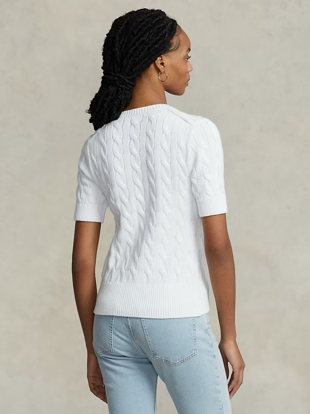 Ralph Lauren White Short Sleeve Cable-Knit Cardigan - Picture 4 of 8